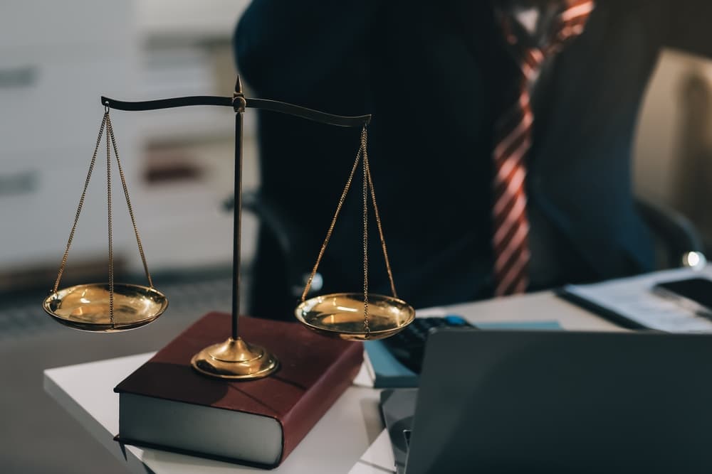 A wrongful death attorney in his office