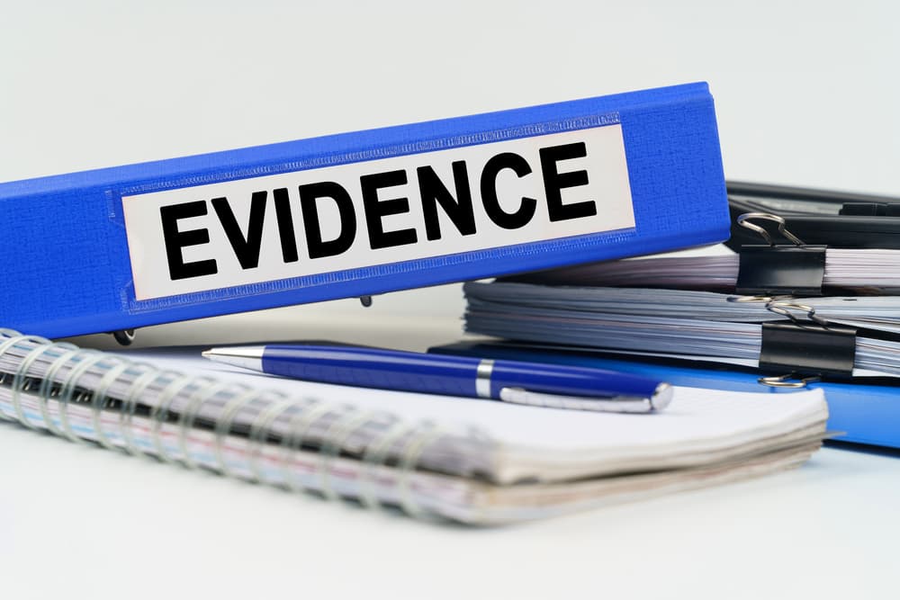 A box file captioned Evidence